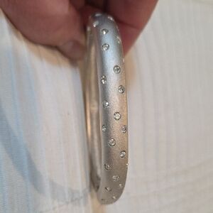 Swarovski Matte Silver Crystal-Studded Bangle Bracelet